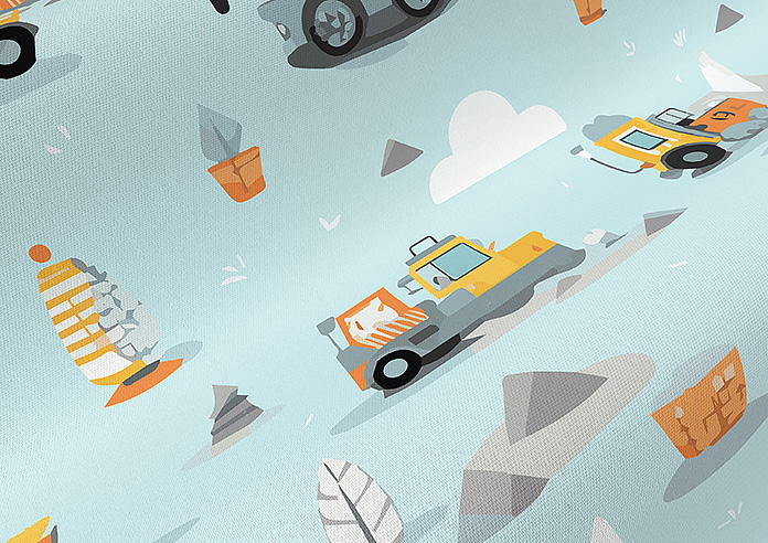 Tool Time, Light Blue - Twist&Fit Roman Blind - Image 4